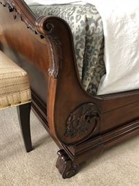 Beautifully Carved Baroque Style King-Size Sleigh Bed