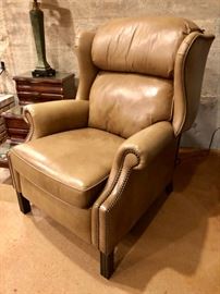 Pair of Ethan Allen Leather Recliners with Nailhead Trim
