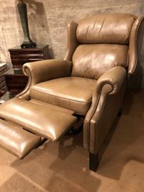 Pair of Ethan Allen Leather Recliners with Nailhead Trim