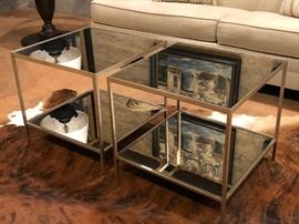 Ethan Allen Mirrored Bunching Coffee Tables