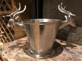 Cast Aluminum Wine Bucket with Deer Head Handles