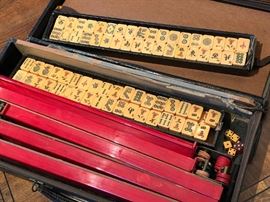 Vintage Mahjong Set with Original Bakelite Tiles and Original Case