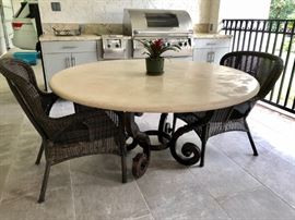 Spanish Colonial Style Travertine Dining Table
