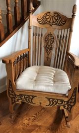 Antique Rocker w Spindle Back and Arms