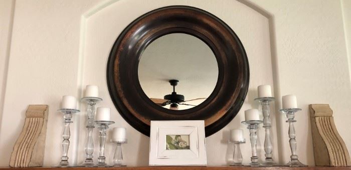 Crate and Barrel Round Metal Mirror 