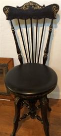 Antique Piano Chair w Back