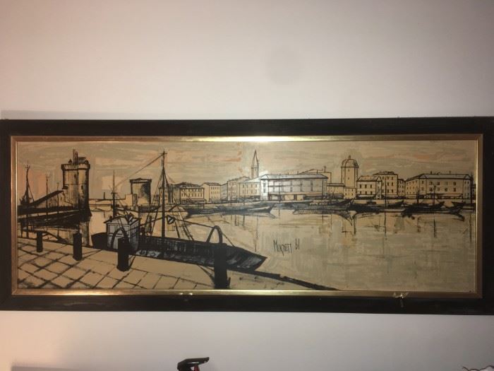 Mid Century French scene lithograph.  Signed. 