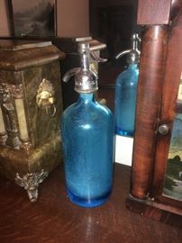 German selzer bottle.  Beautiful heavy blue glass