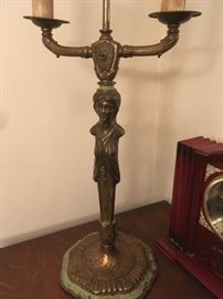 Heavy Solid brass German lady figure mantle/table lamp.  