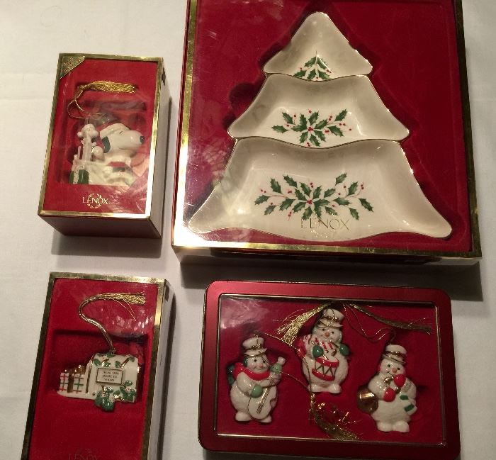 Lennox ornaments and 3 tier serving dish