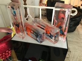 Lucite Art by Bijan Bajar, with lightbox