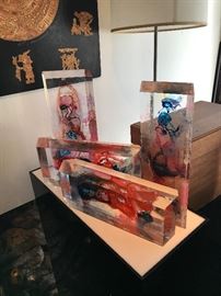 Lucite Art by Bijan Bajar, with lightbox