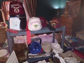 More hats, some Zenobia Shriner fez hats, for men and women, mink and other fur accessories