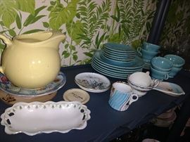 Lu-Ray pitcher and other vintage ceramics