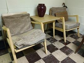 Restorable fabulous fifties pair of chairs and turnable game table