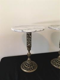 Two marble top side tables and lamp     https://ctbids.com/#!/description/share/74757