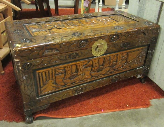 late 20th century Chinese carved chest 