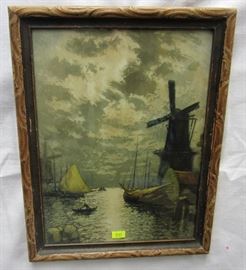 1920's framed windmill print