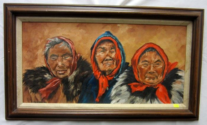 Painting of three Alaskan native women