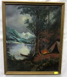 Early 20th century small mountain landscape oil on canvas