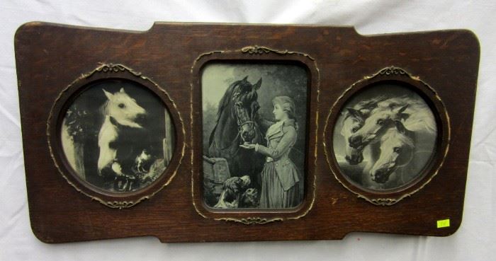 Late 19th century frame with prints of famous horse painting including the Sultan's Arabs