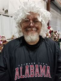 Glenn Trying on the Santa Hair