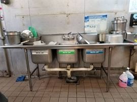 3 Bay Stainless Steel dish washing station and mis ...