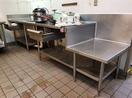 Stainless prep table with 1 sink 2 drawers and dro ...