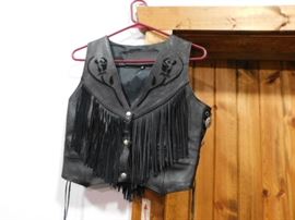 Leather fringe vest