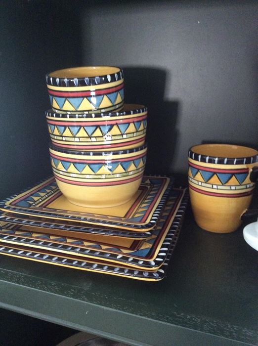 Set of colorful dishes