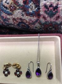 Garnet and  Amethyst earrings