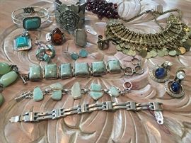 Amber Ring and Flower Cuff Bracelet Sold