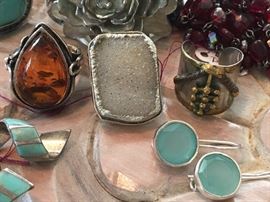 Amber Ring & Blue Earrings Sold