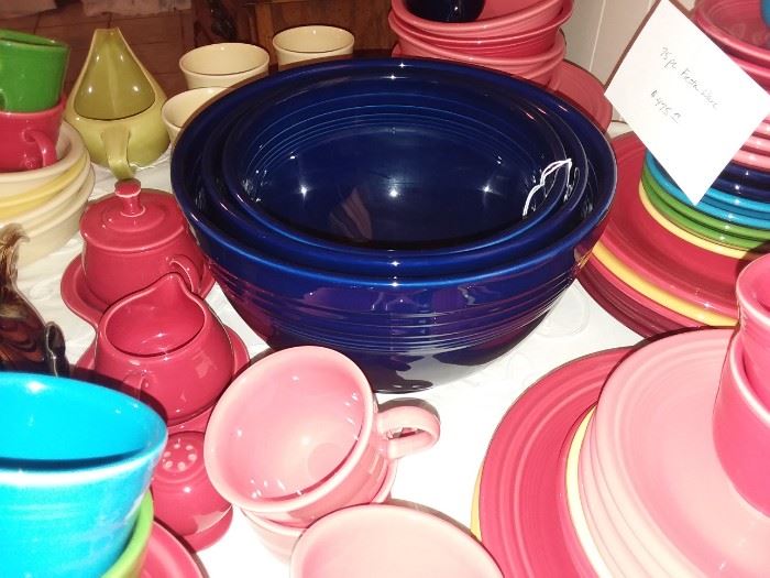 Set of Cobalt Blue - LARGE Fiesta Ware Stacking mixing bowls