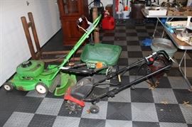 Lawn mower, spreader and electric tiller.