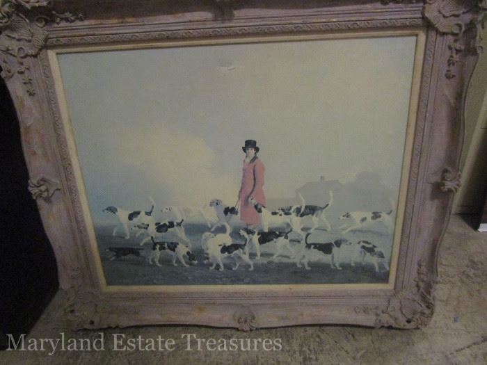 Duck hunting painting in antique frame