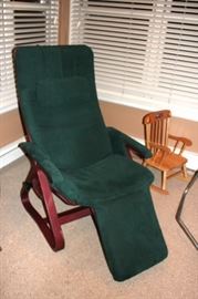 Contemporary Recliner and Child's Rocking Chair