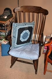 Rocking Chair and Cushion with Decorative Pillow
