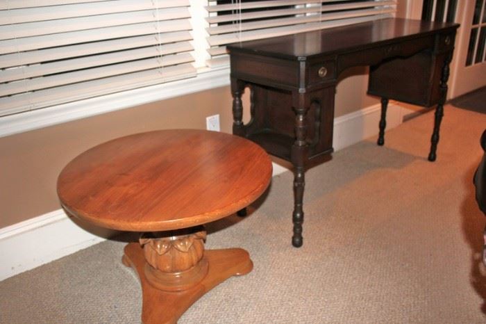 Console Table and Round Pedestal Side Table