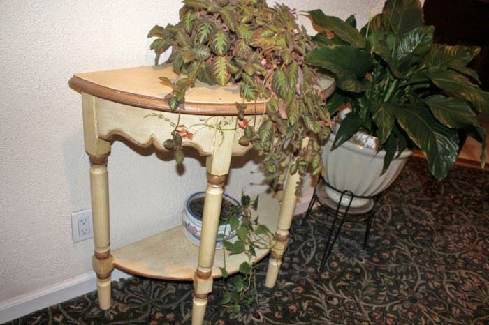 Demi-Lune Table and Potted Plants