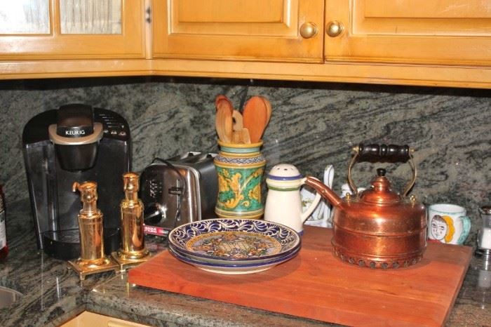 Small Kitchen Appliances, Salt & Pepper Shakers, Brass Tea Pot and Bowls and more