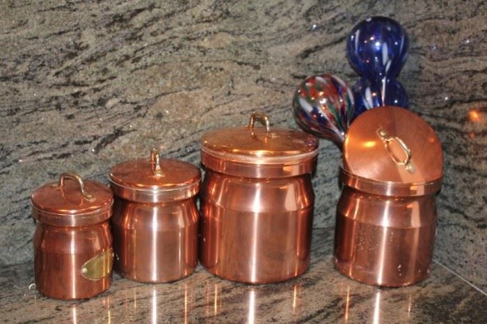Brass Canisters and Glass Watering Bulbs