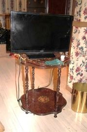 Flat Screen TV, Stenciled Table