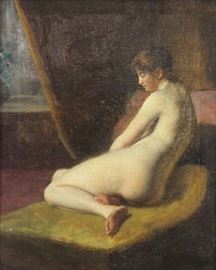 APPARENTLY Unsigned Oil on Canvas Nude