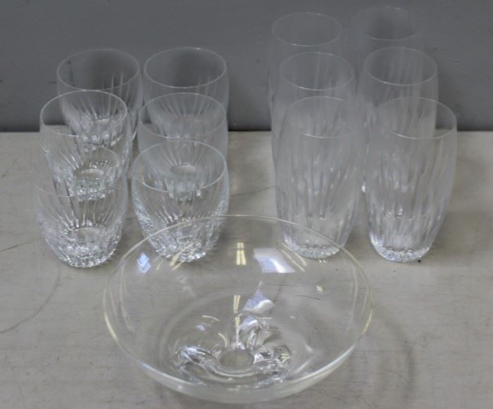 BACCARAT Stemware Together with a Steuben Bowl
