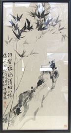 Chinese Ink Painting Bamboo and Rock