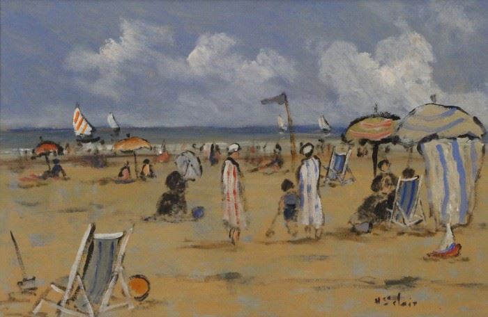 CLAIR Henry S Oil on Paper A Day at the Beach