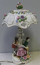 DRESDEN Signed Porcelain Figural Umbrella