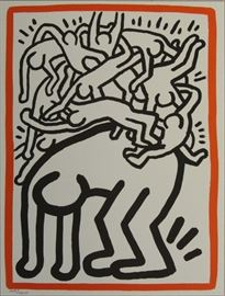 HARING Keith Lithograph Fight AIDS Worldwide