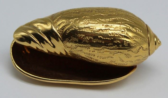 JEWELRY Hermes kt Gold Shell Form Brooch